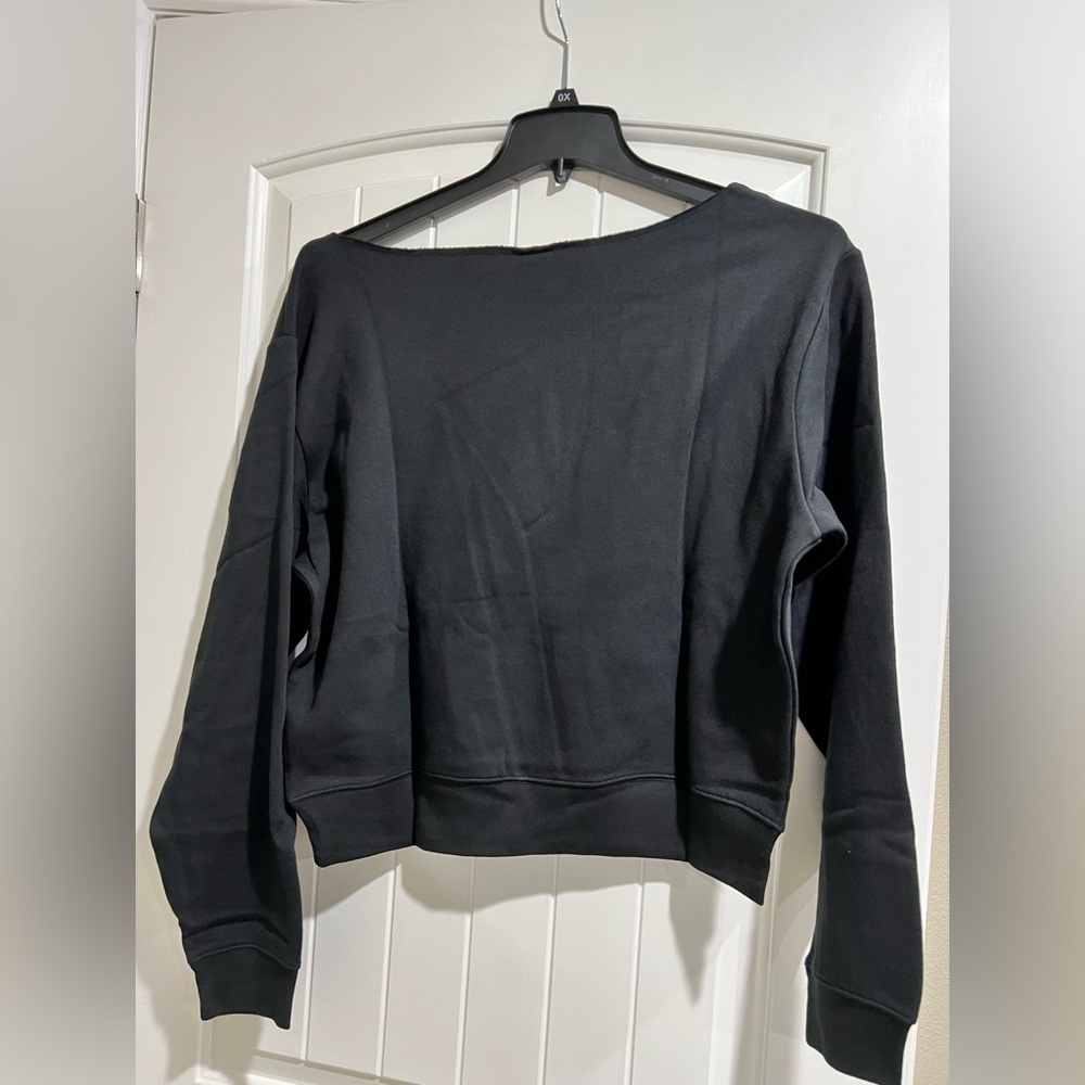NEW‎ NIP VS PINK Victoria Secret black crop crew sweatshirt XL - Picture 2 of 8